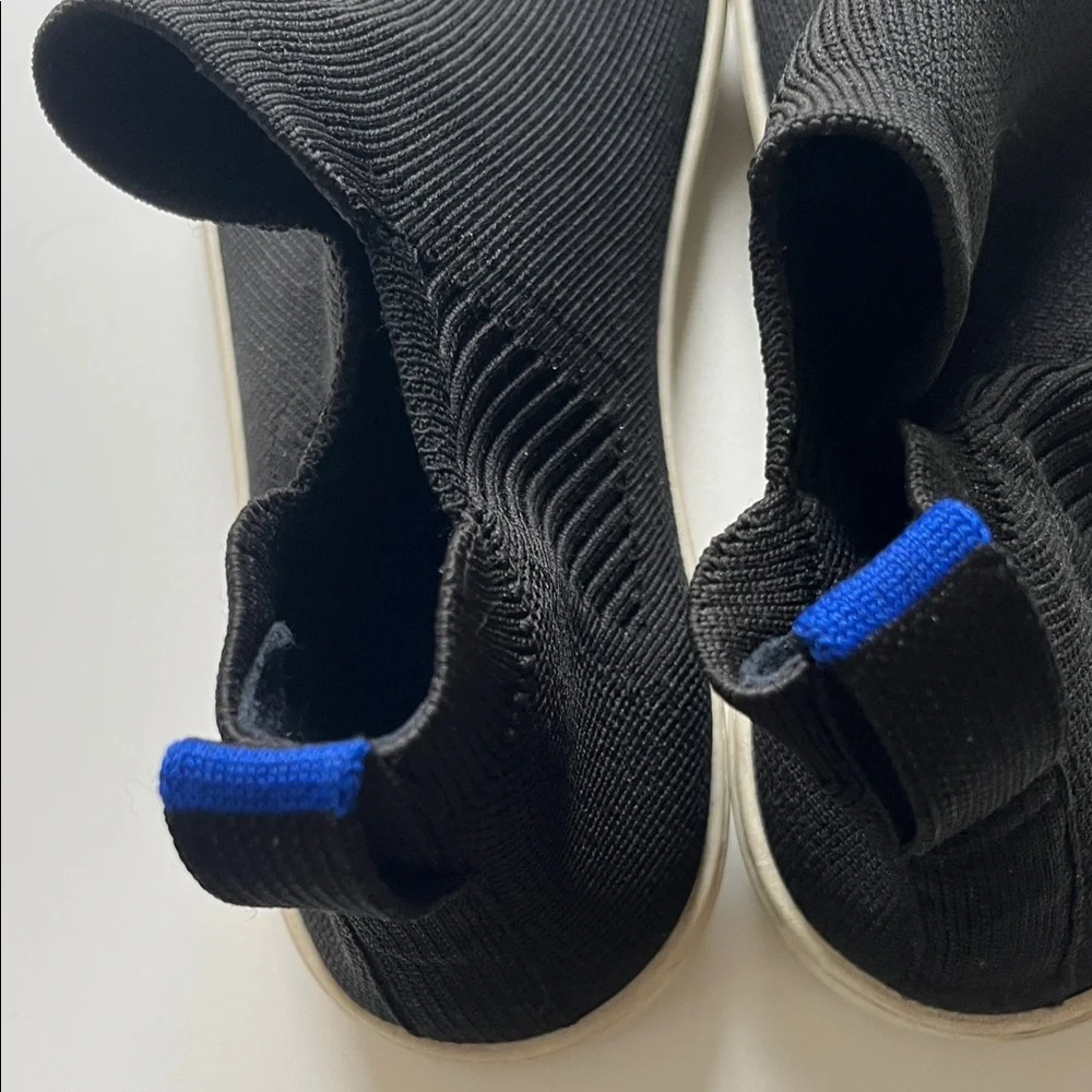 Rothy’s Black Slip-On Sneakers with Blue Accents. Size 8 - Picture 2 of 5